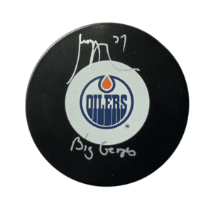 Georges Laraque signed Edmonton Oilers NHL puck